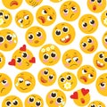 Seamless pattern with the image of various emojis.